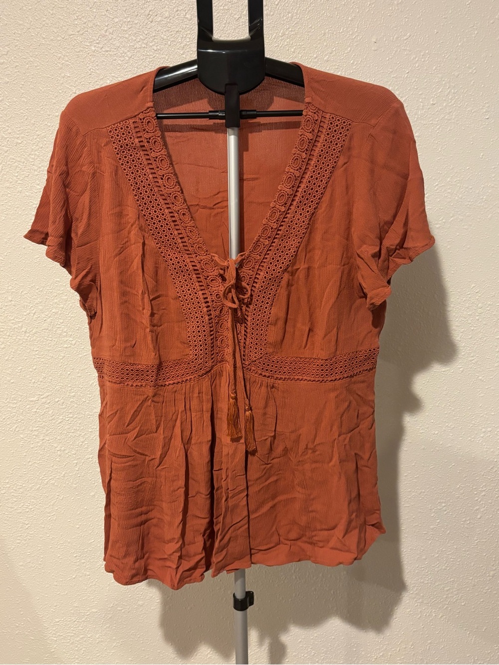 torrid Rust Crochet-Trim Tie-Front Tunic